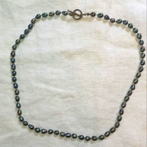 Iridescent blue freshwater pearl necklace